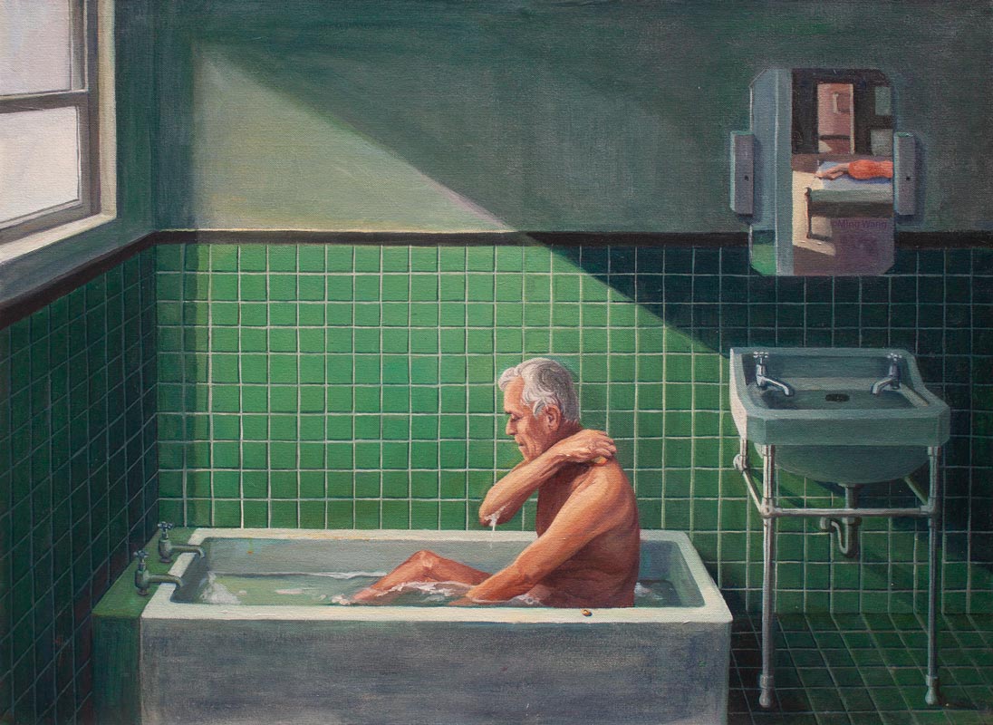 man in bathtub